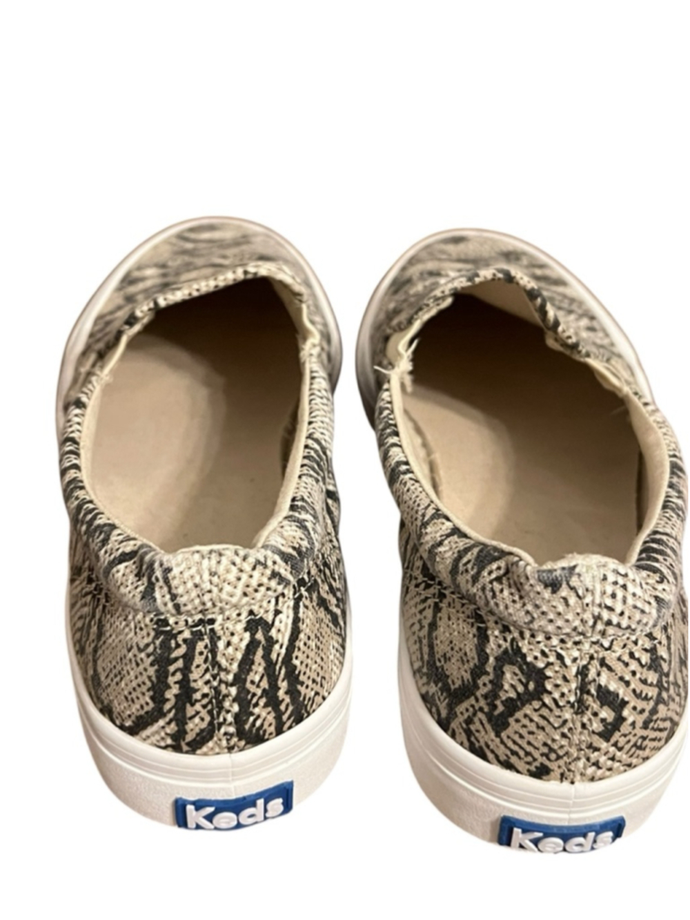 Keds Sneakers Size 8 Beige Black Snake Print Slip-On - Picture 5 of 8